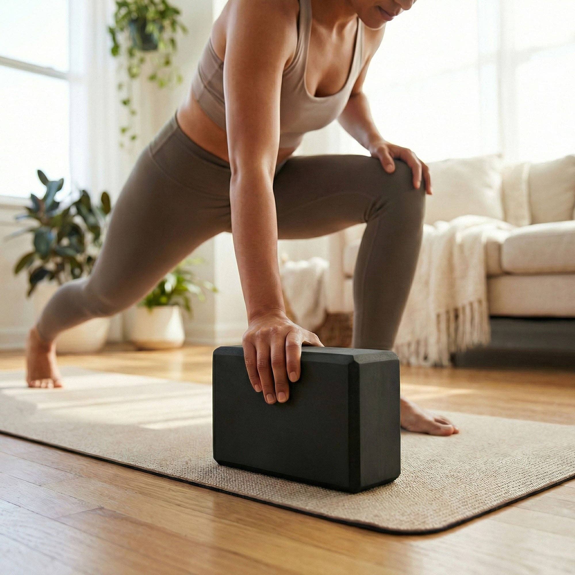 2-PC Yoga Block for Stability Balance and Flexibility Support: Black / One Size Fits Most