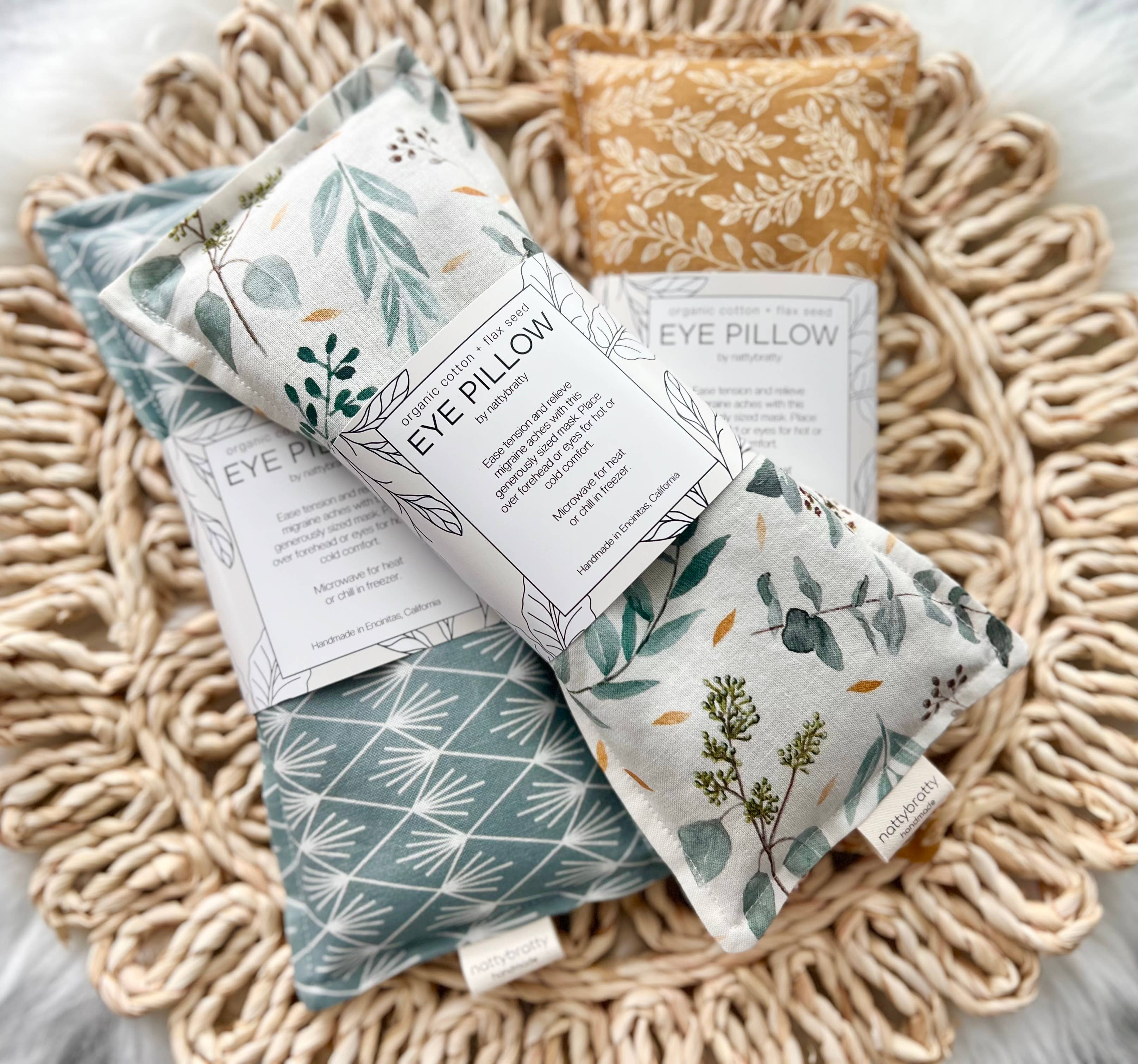Organic Cotton Eye Pillow - Simple Arcs Collection: Orange / Scented : Add Lavender