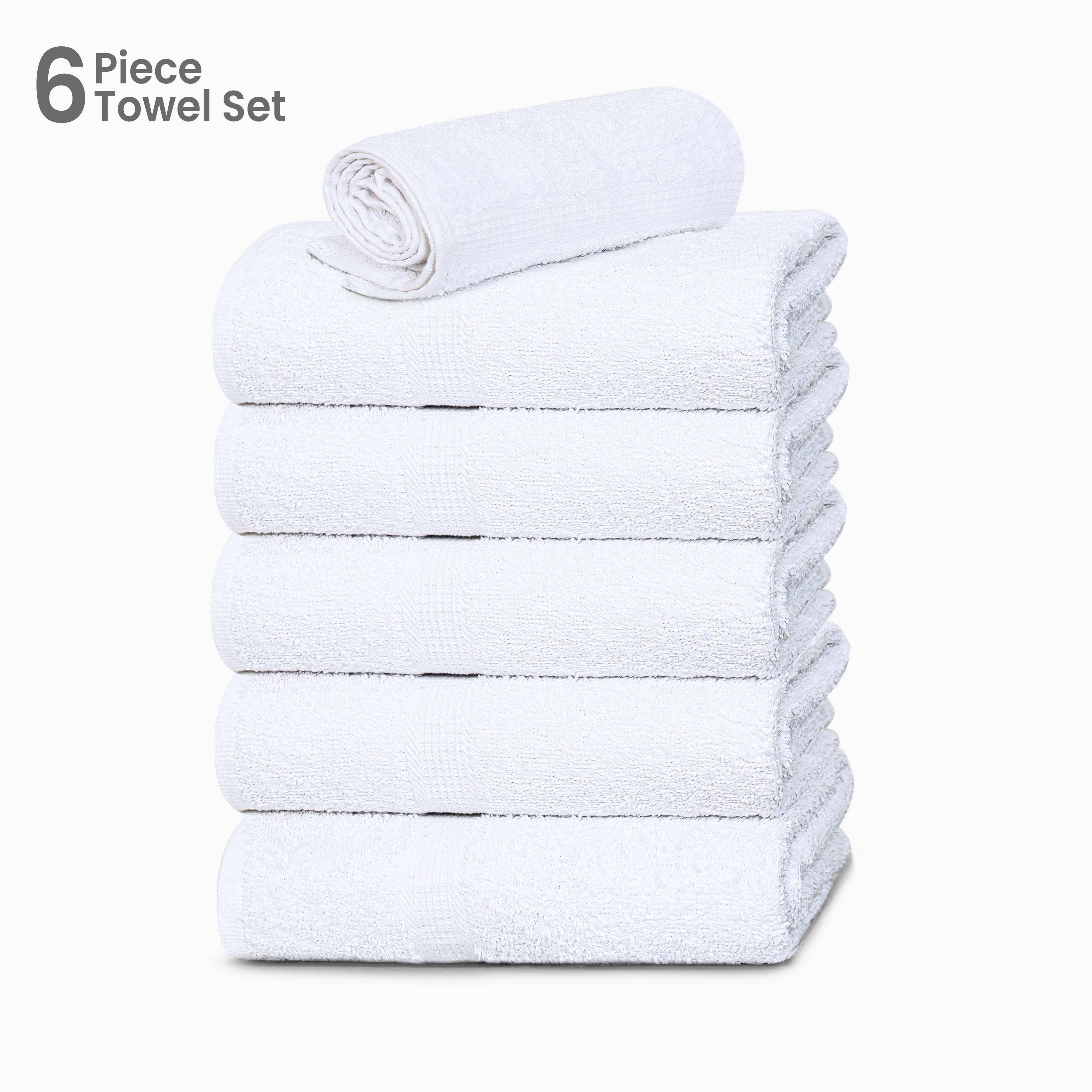 Cotton Bath Towel 26x52 Hotel Spa 12 Pack 700 GSM Soft White: Pack of 6 Cotton Towel (26x52)