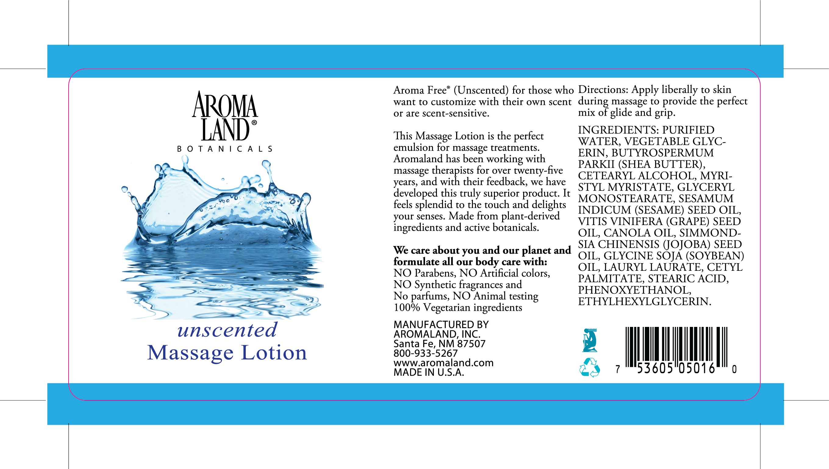 Massage Lotion Aroma Free (R) Unscented 1 Gallon