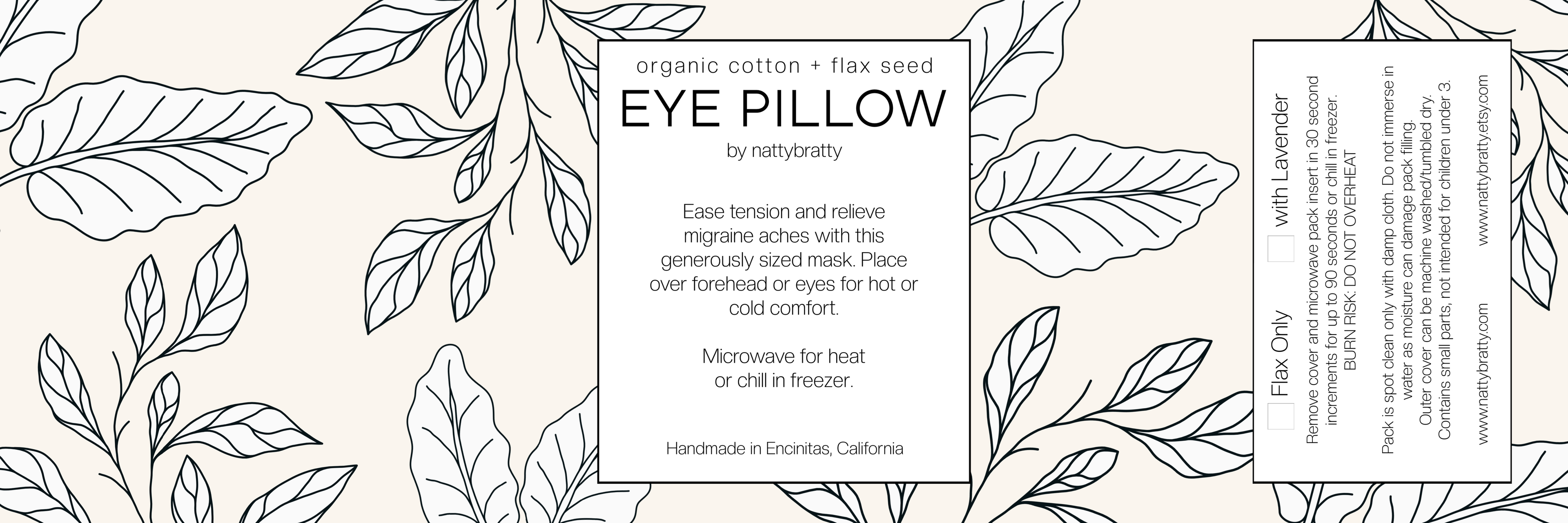 Organic Cotton Eye Pillow - Simple Arcs Collection: Orange / Scented : Add Lavender