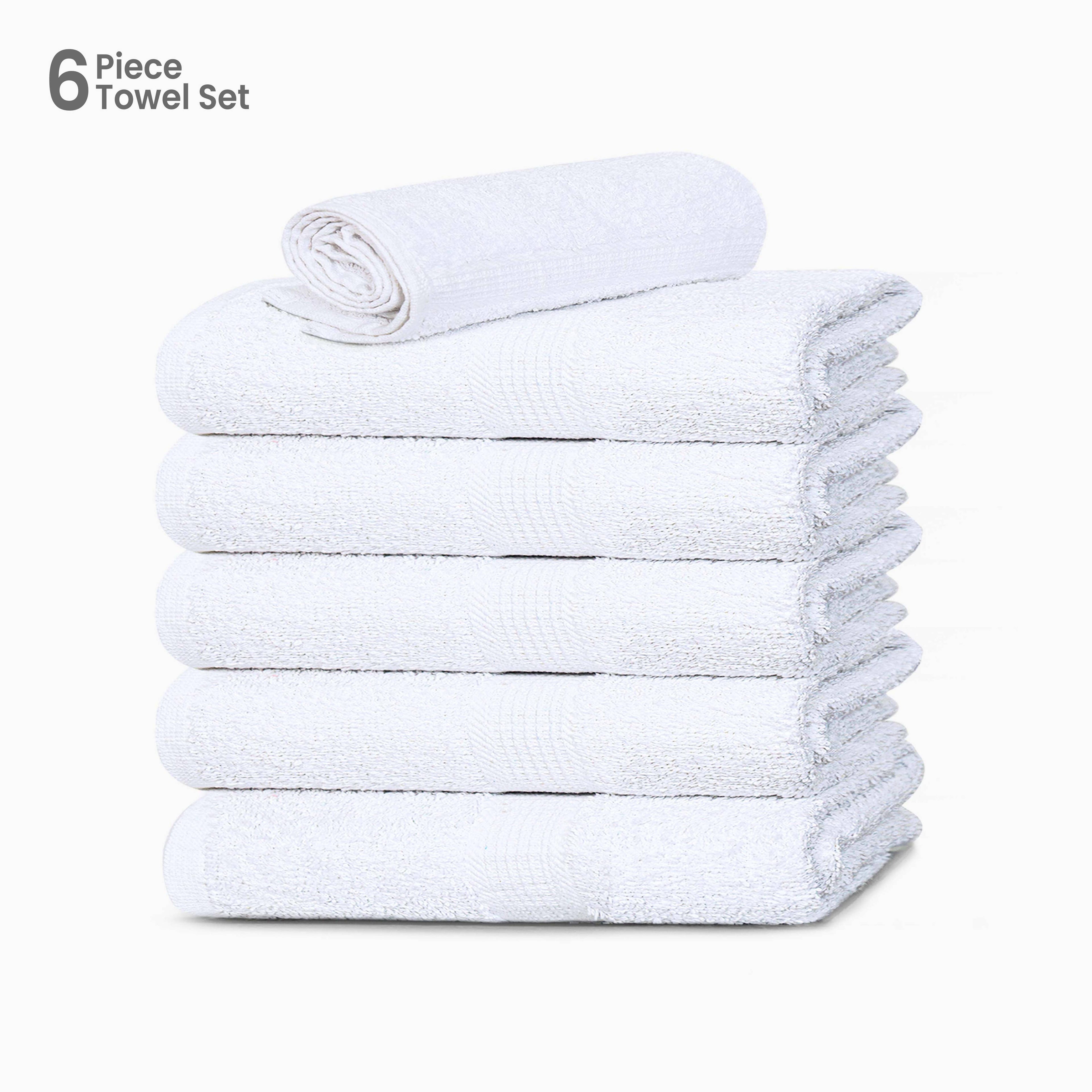 Cotton Bath Towel 26x52 Hotel Spa 12 Pack 700 GSM Soft White: Pack of 6 Cotton Towel (26x52)