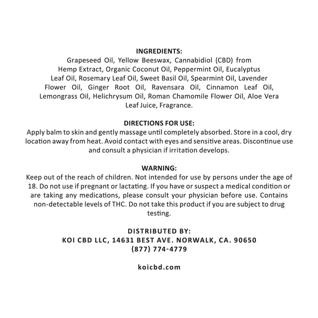KOI CBD | Koi Naturals CBD Balm - 500 mg