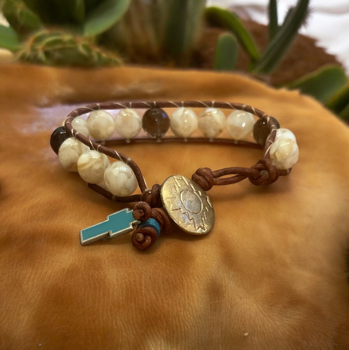 Sage Healing Jewelry - Abalone Shell and Smokey Quartz Bracelet