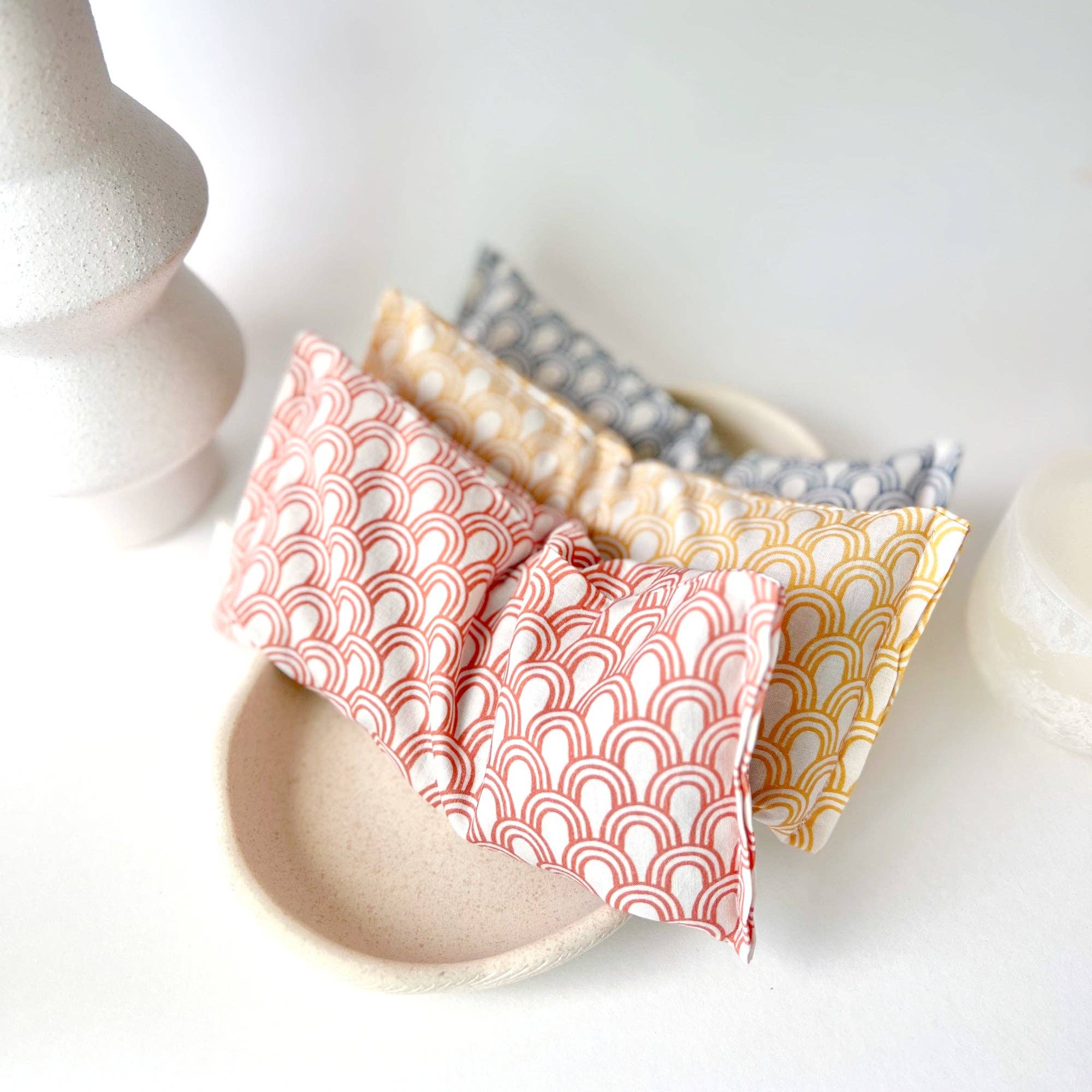 Organic Cotton Eye Pillow - Simple Arcs Collection: Orange / Scented : Add Lavender