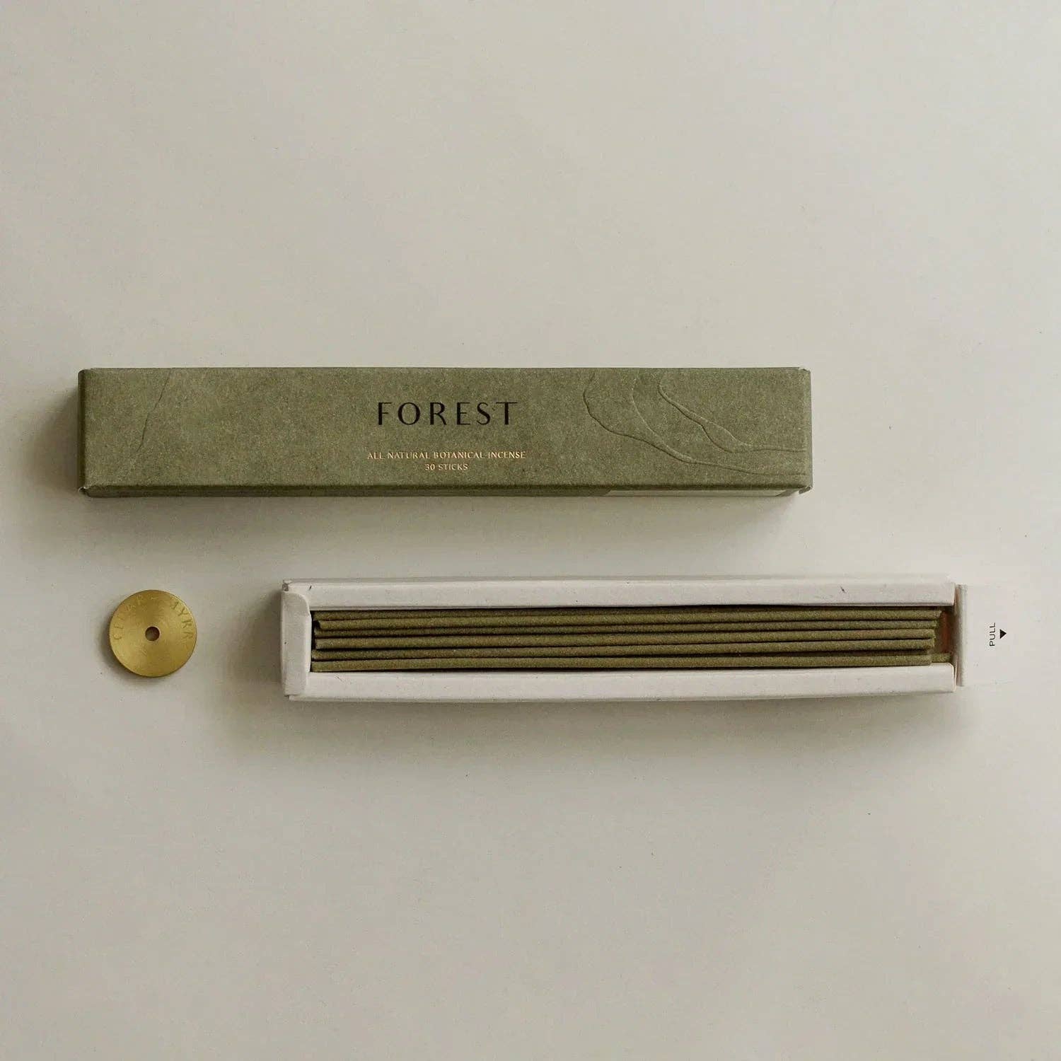 Hinoki Japanese Incense Stick Set β 30 Sticks with Brass Holder