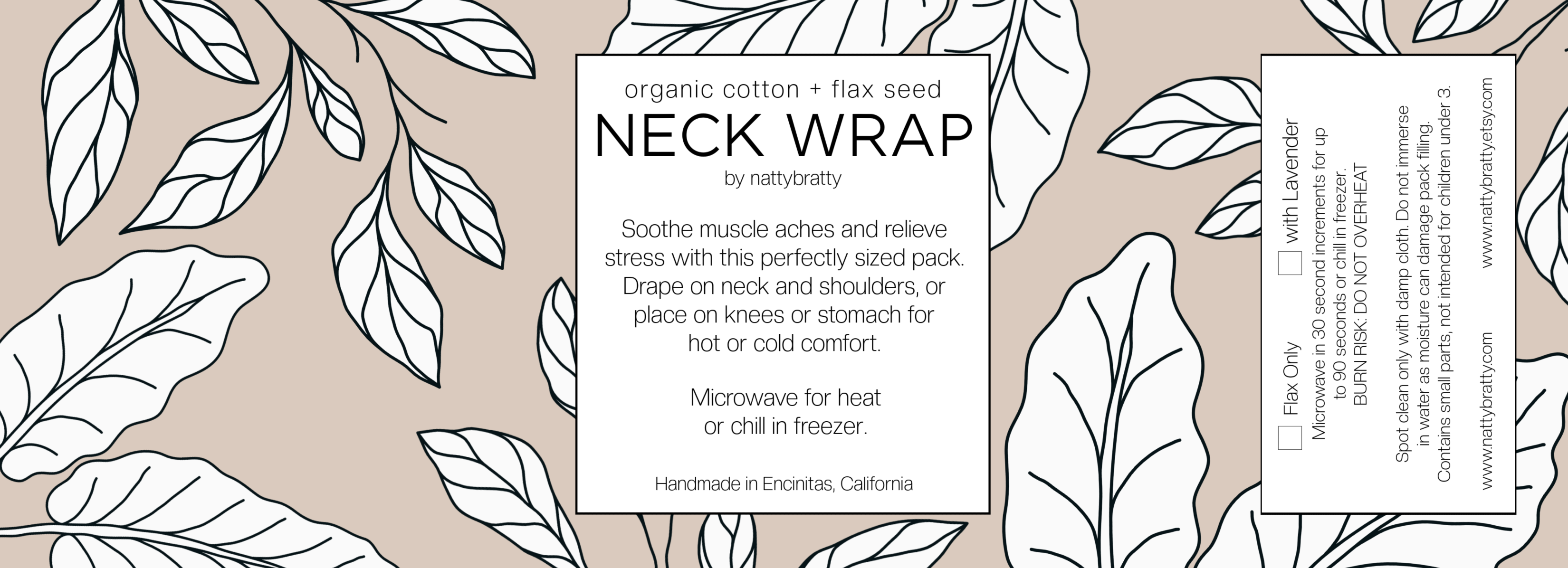 Hot/Cold Therapy Pack - Fresh Neutrals Collection: Curves / Add Handles : w/Lavender