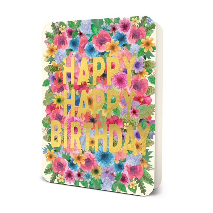 Happy Happy Birthday Floral Deluxe Greeting Card