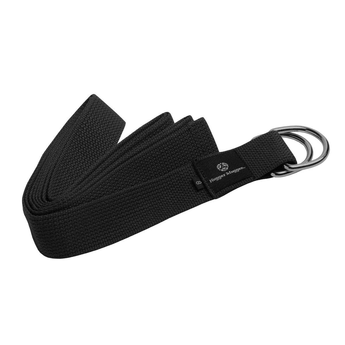 D-Ring Cotton Yoga Strap: Black / 6&