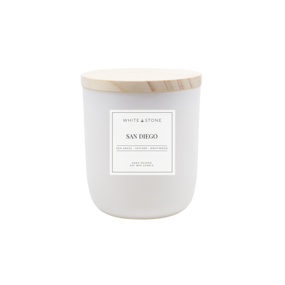 San Diego - Jar/Filled Candle : Matte White / 8oz Single Wick