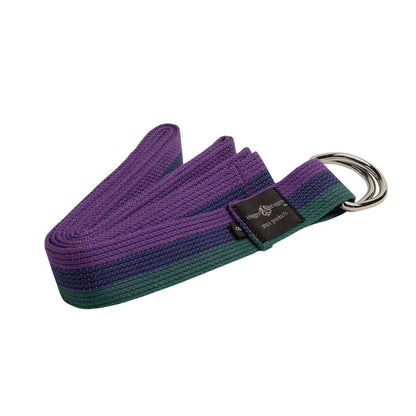 D-Ring Cotton Yoga Strap: Black / 6&