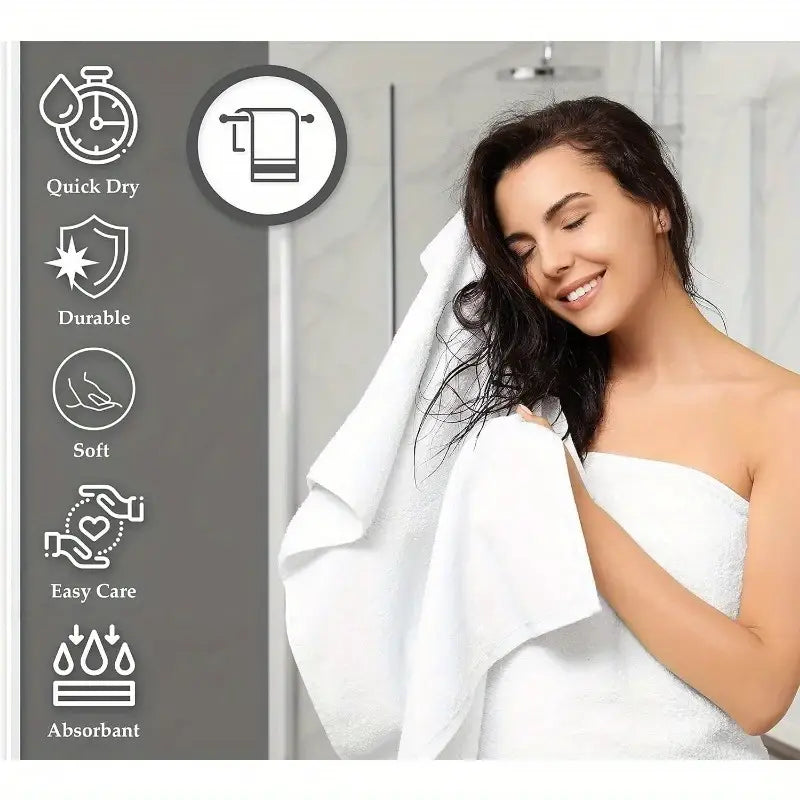 Cotton Bath Towel 26x52 Hotel Spa 12 Pack 700 GSM Soft White: Pack of 6 Cotton Towel (26x52)