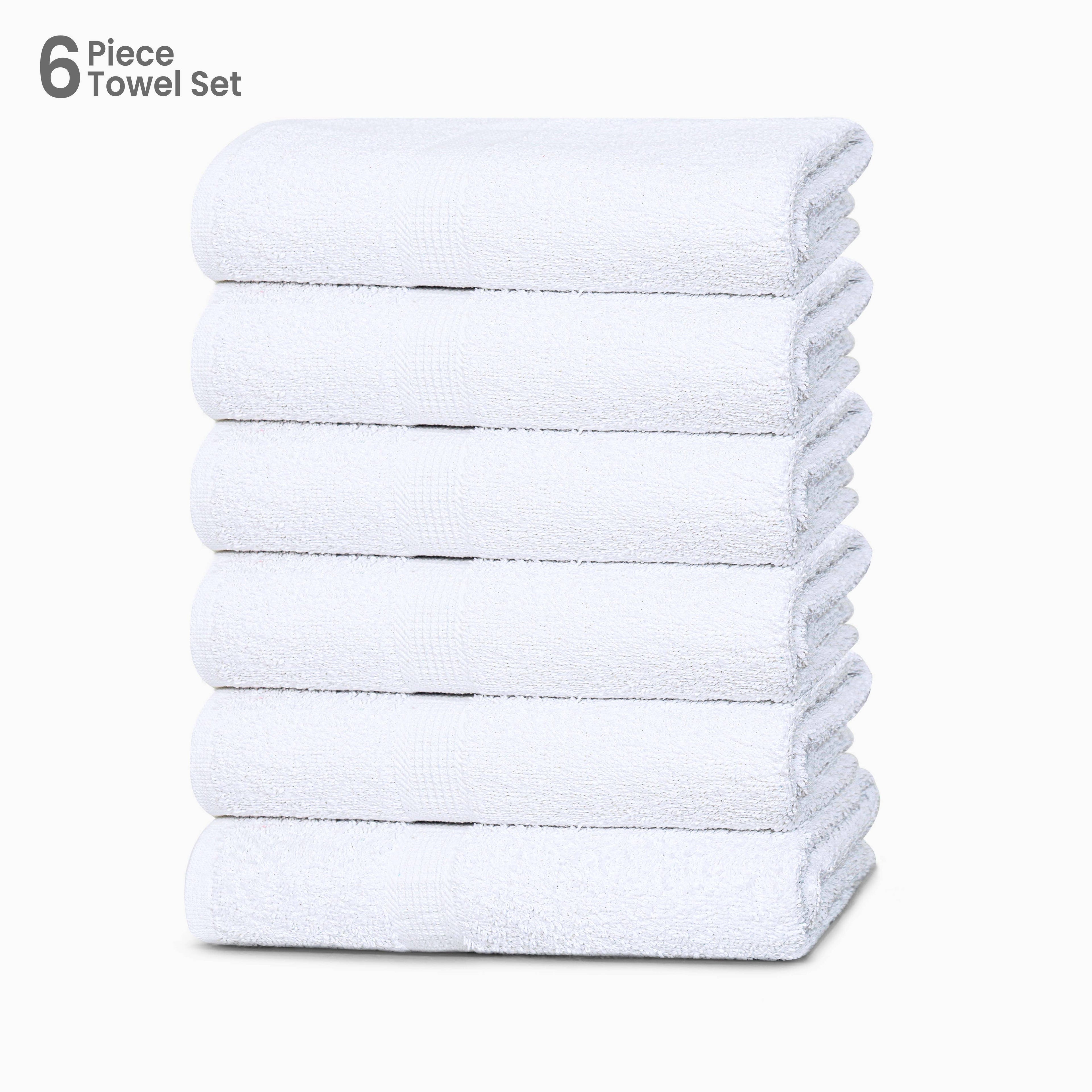 Cotton Bath Towel 26x52 Hotel Spa 12 Pack 700 GSM Soft White: Pack of 6 Cotton Towel (26x52)