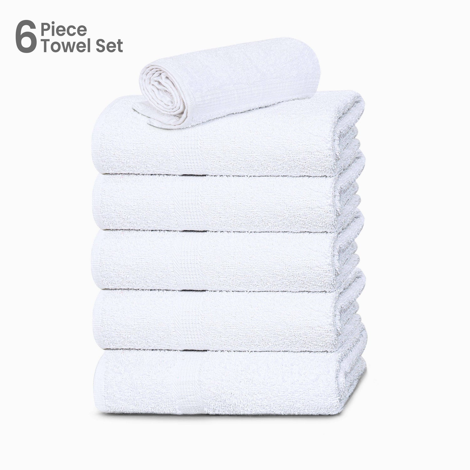 Cotton Bath Towel 26x52 Hotel Spa 12 Pack 700 GSM Soft White: Pack of 6 Cotton Towel (26x52)