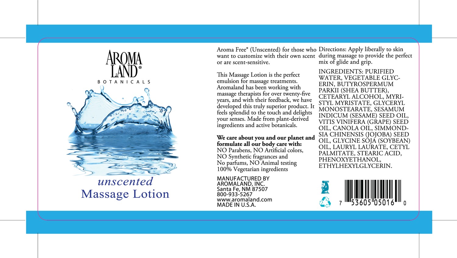 Massage Lotion Aroma Free (R) Unscented 1 Gallon