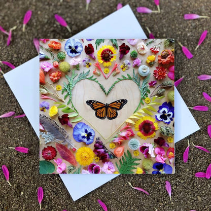 Monarch Butterfly Heart • Botanical Greeting Card • Nature
