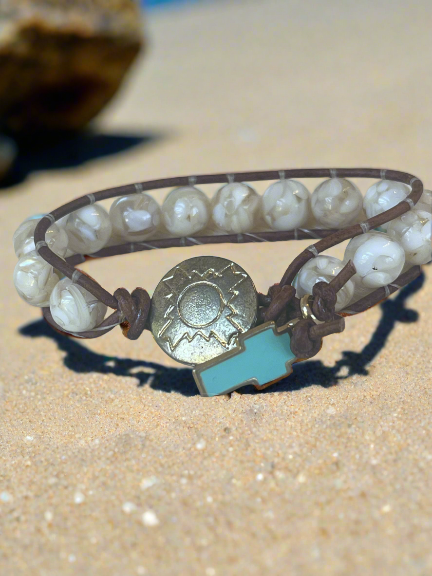 Sage Healing Jewelry: Abalone beads with Leather