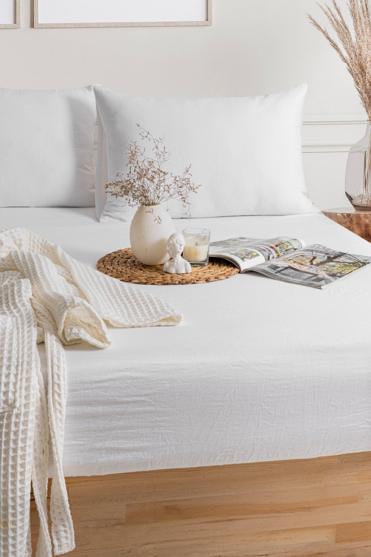 Organic Cotton Muslin Flat Sheet | Soft Breathable Cotton Top Sheet: Queen / Ivory