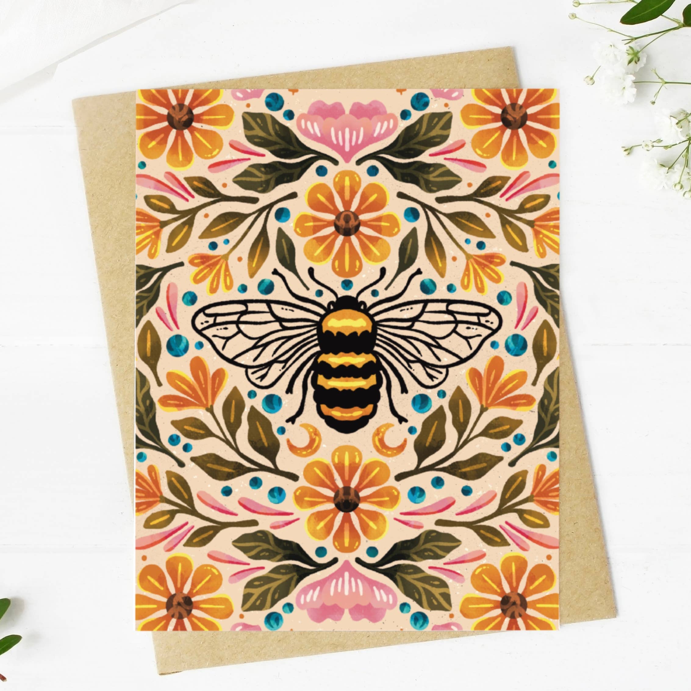 Bee &amp; Floral Greeting Card