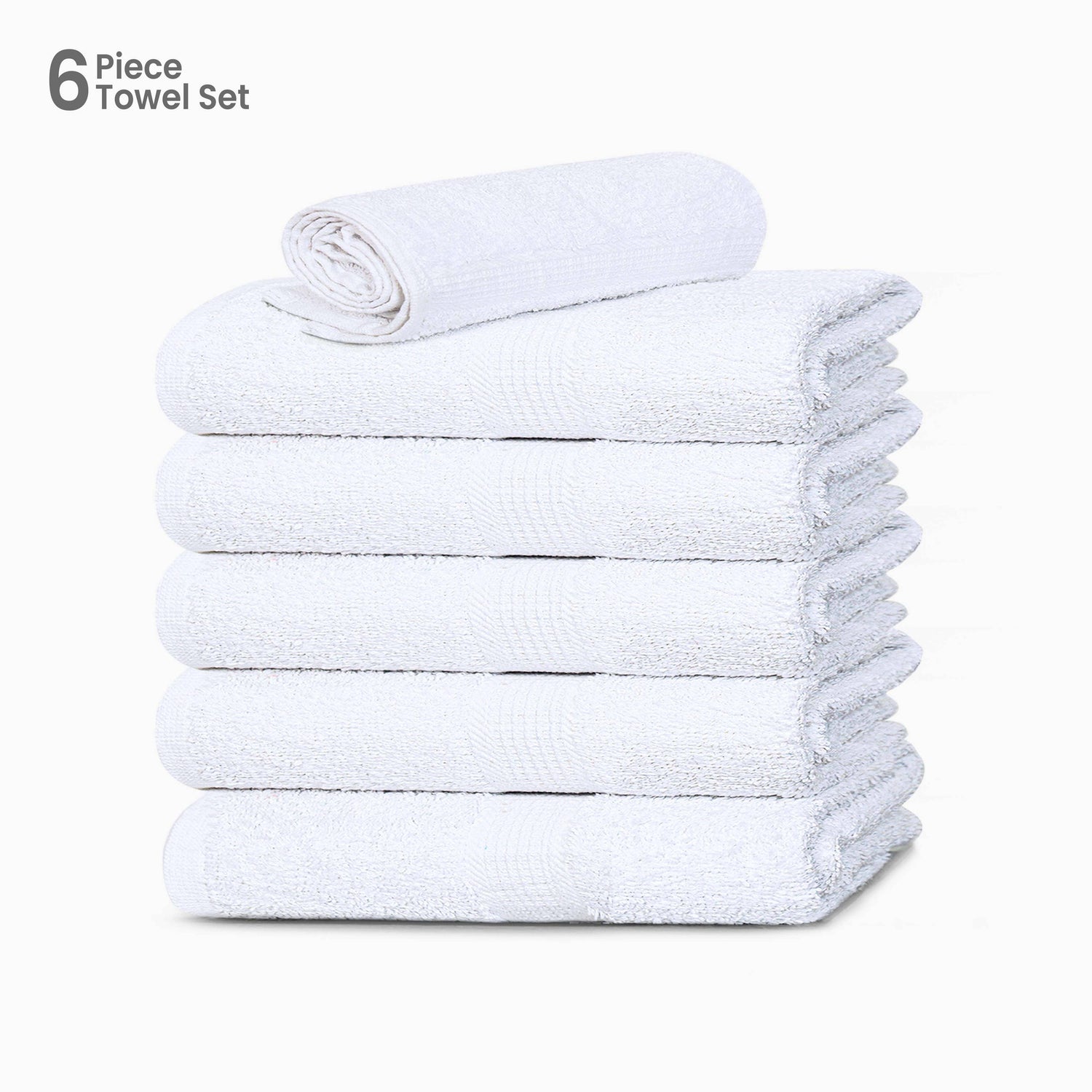 Cotton Bath Towel 26x52 Hotel Spa 12 Pack 700 GSM Soft White: Pack of 6 Cotton Towel (26x52)