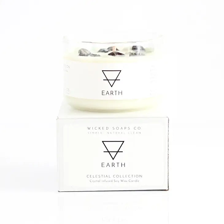 Zodiac Inspired Crystal + Essential Oil Candle | Earth