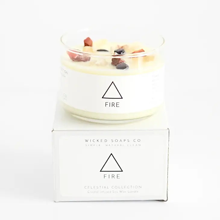 Zodiac Inspired Crystal + Essential Oil Candle | Fire