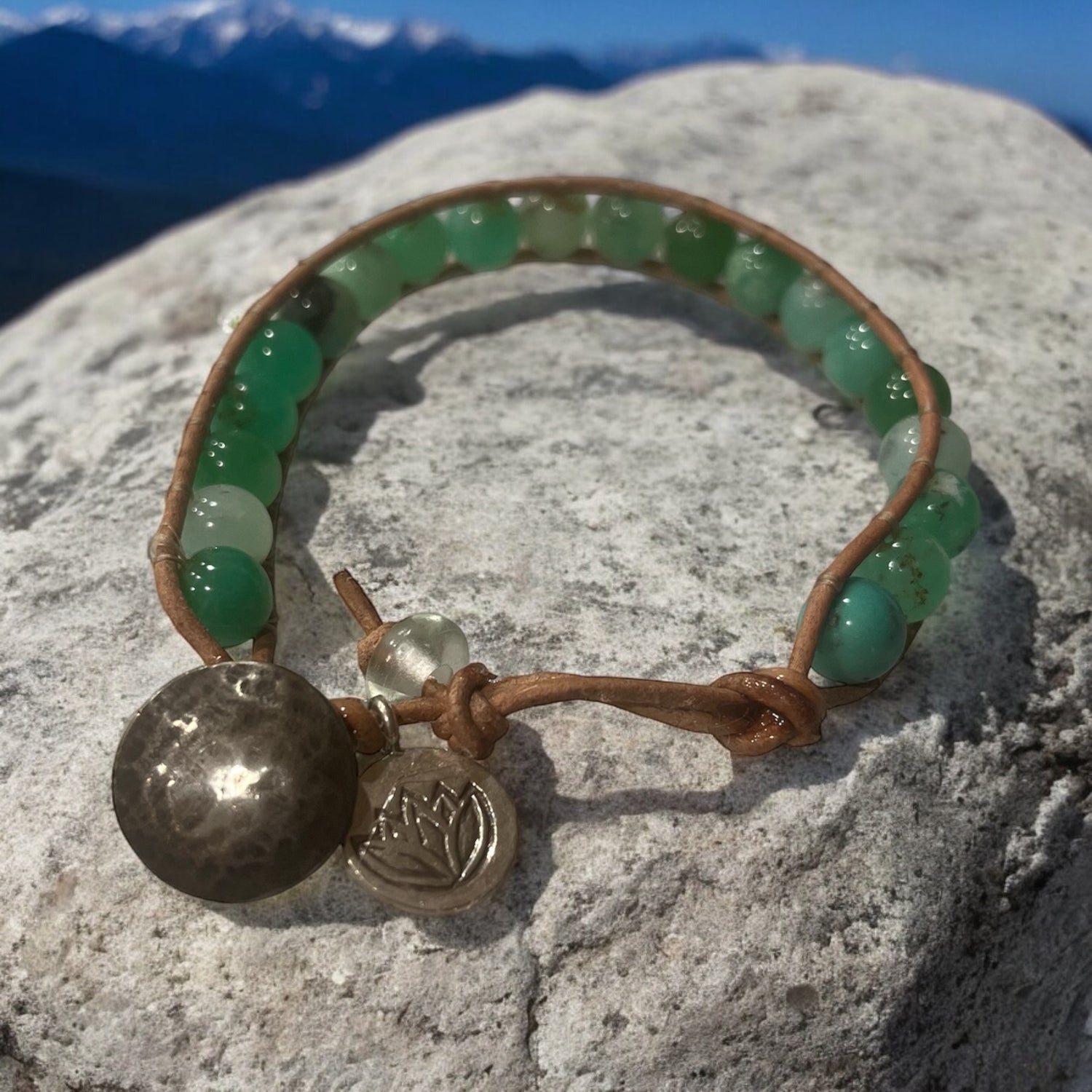 Sage Healing Jewelry: Chrysoprase and Silver Bracelet