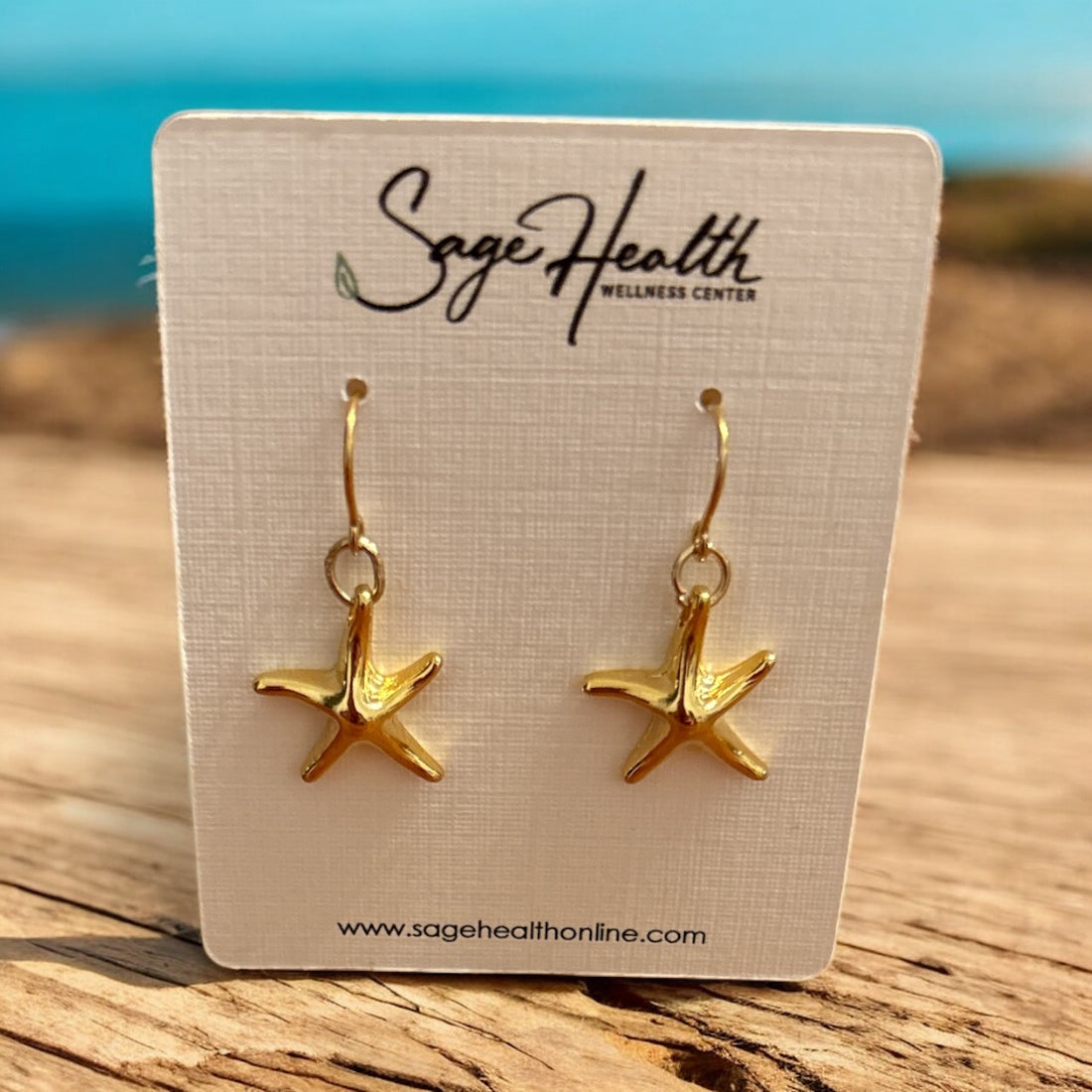 Sage Healing Jewelry - Beach Inspired 18K Gold-Plated Starfish Earrings Handmade