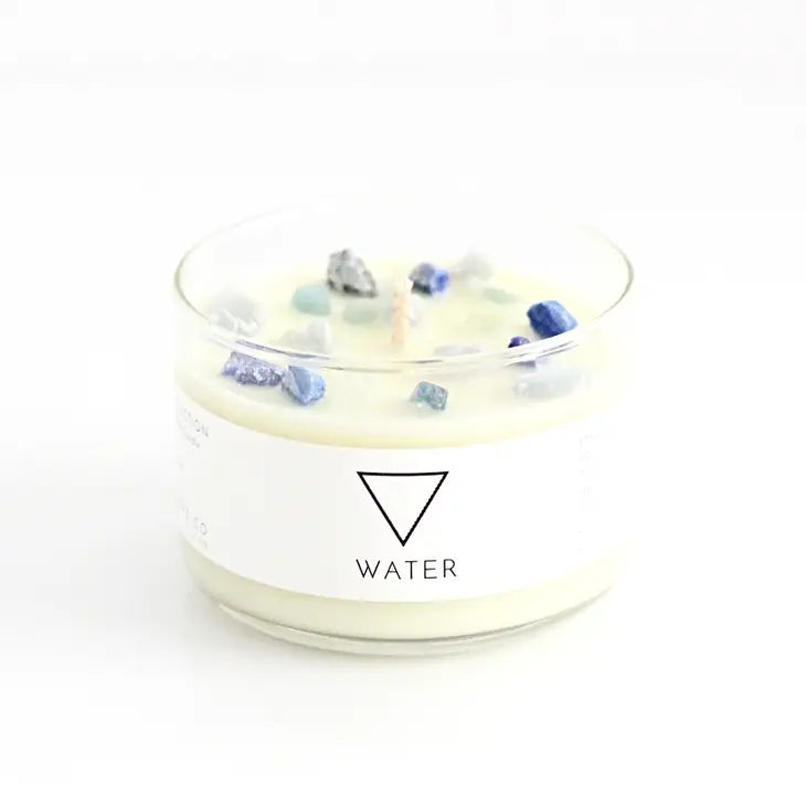 Zodiac Inspired Crystal + Essential Oil Candle | Water