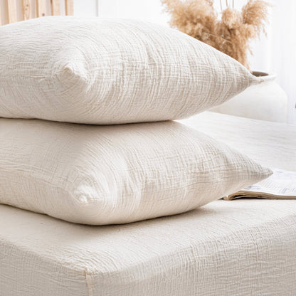 Organic Cotton Muslin Flat Sheet | Soft Breathable Cotton Top Sheet: Queen Pillowcase: 20" x 27" / Ivory