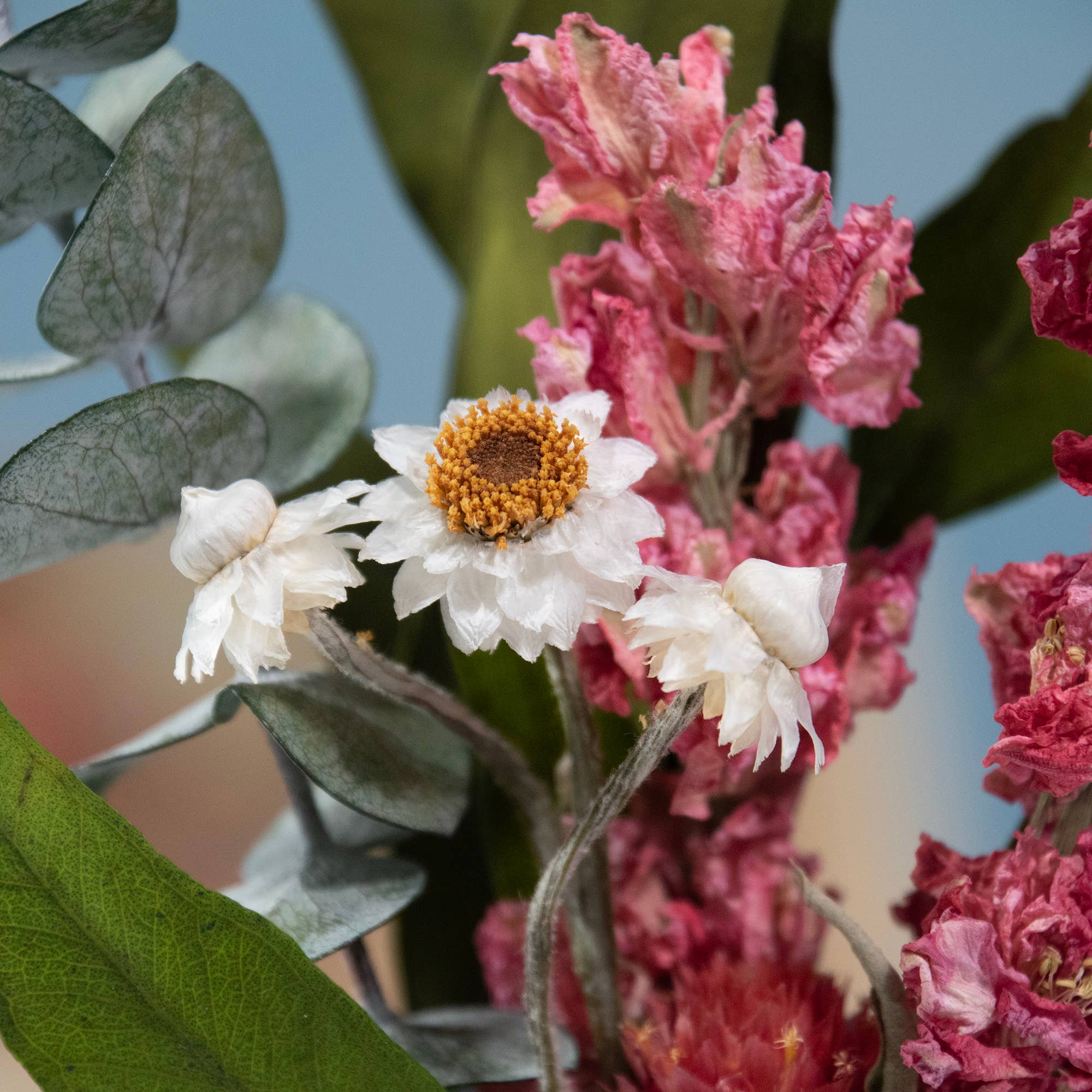 Eucalyptus &amp; Pink Larkspur Mini Bouquet 