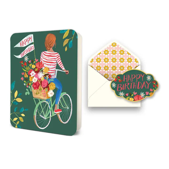 Happy Birthday Bicycle Ride Deluxe Greeting Card