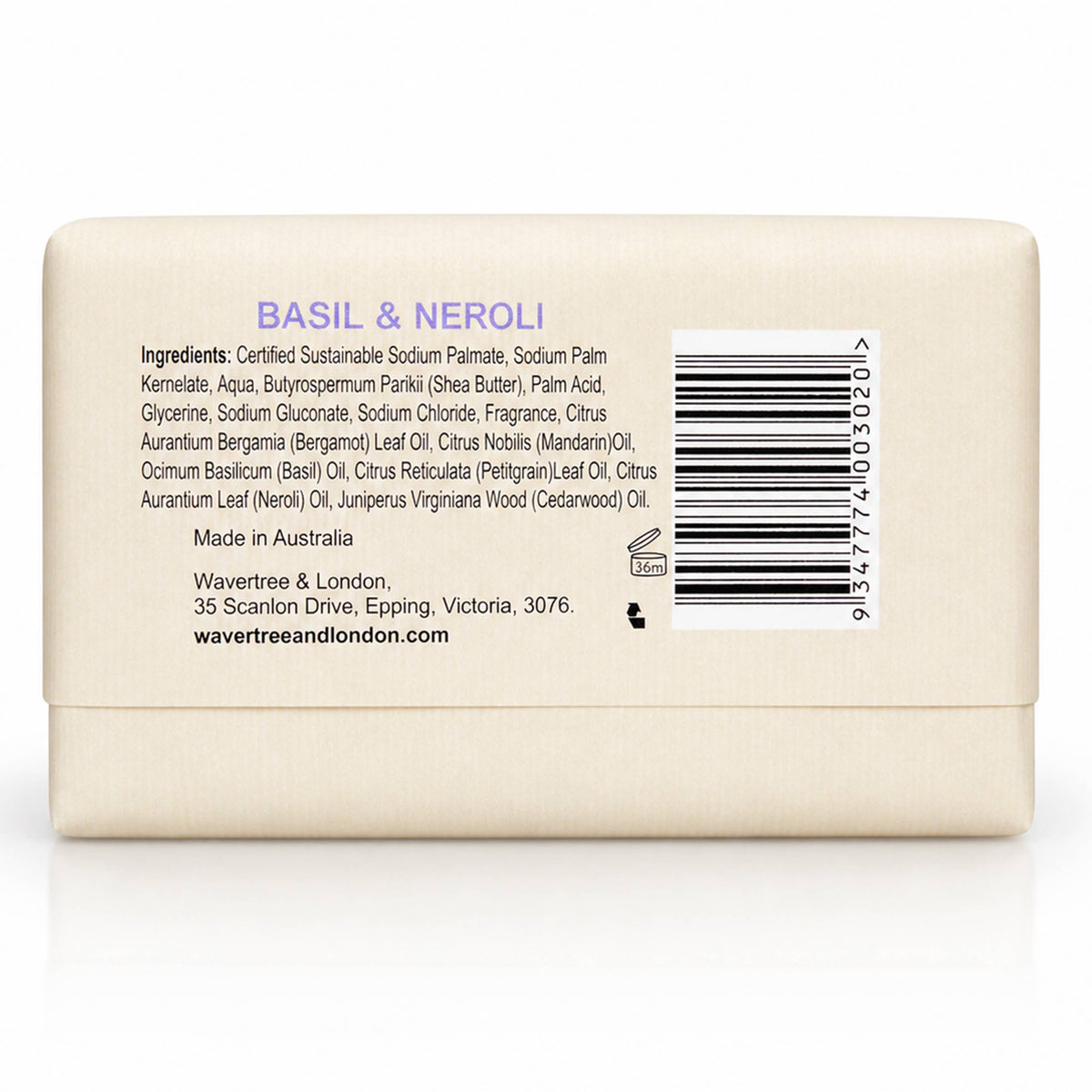 Wavertree &amp; London Naturals Soap bar -  Basil &amp; Neroli