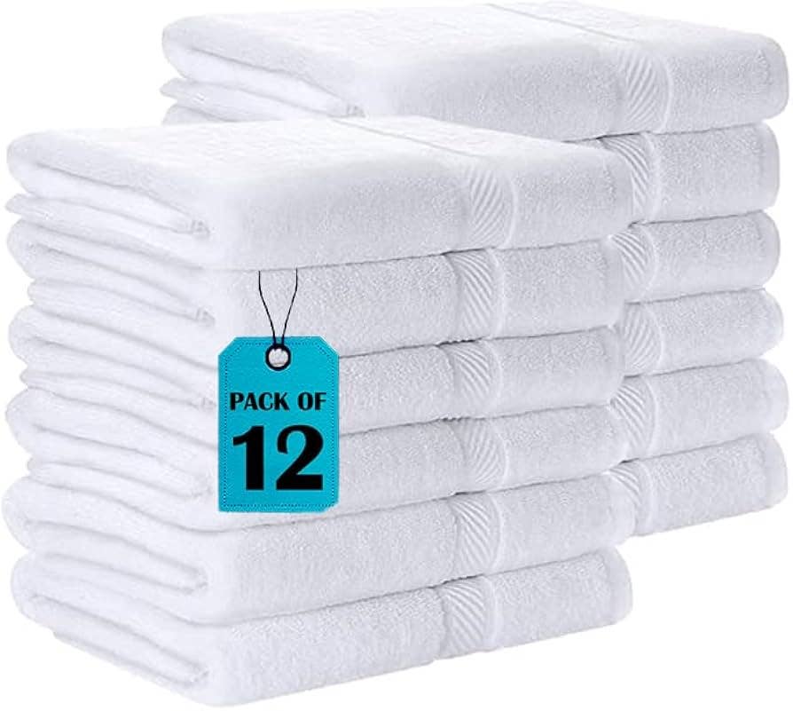 Cotton Bath Towel 26x52 Hotel Spa 12 Pack 700 GSM Soft White: Pack of 6 Cotton Towel (26x52)