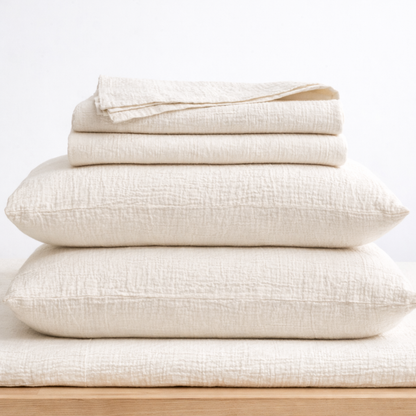 Organic Cotton Muslin Flat Sheet | Soft Breathable Cotton Top Sheet: Queen / Ivory
