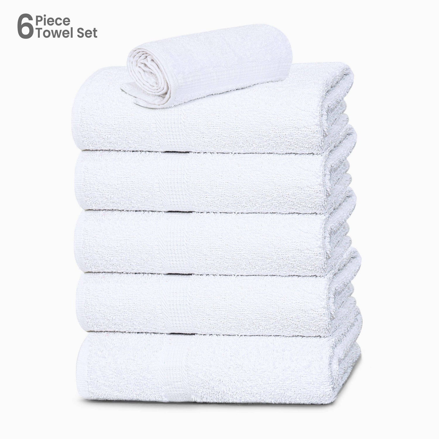 Cotton Bath Towel 26x52 Hotel Spa 12 Pack 700 GSM Soft White: Pack of 6 Cotton Towel (26x52)