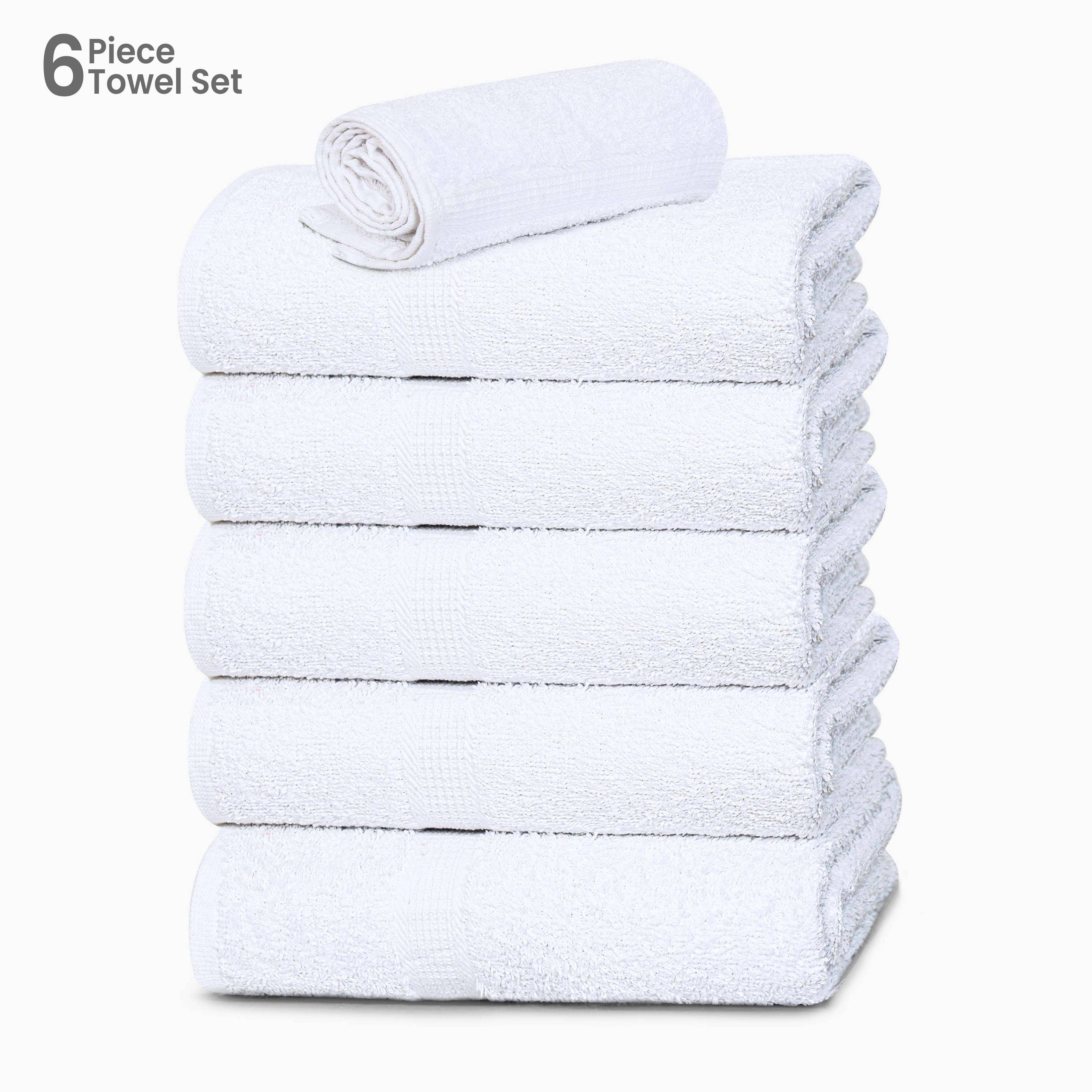 Cotton Bath Towel 26x52 Hotel Spa 12 Pack 700 GSM Soft White: Pack of 6 Cotton Towel (26x52)
